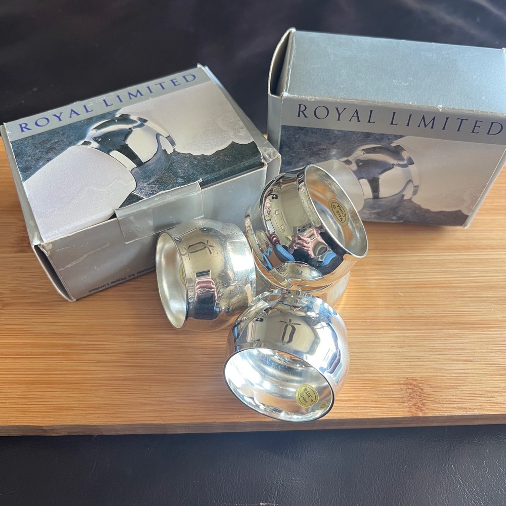 Royal Limited Silverplate Napkin Rings Set of 12 Polished Barrel R481S
